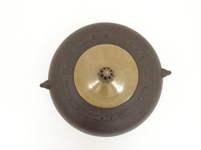 釜師 佐藤清光 萬代屋 茶釜 茶道具 イ444 茶釜『釜師 佐藤清光作』『遠山霰 透木釜 共箱』鉄釜 茶道具 イ